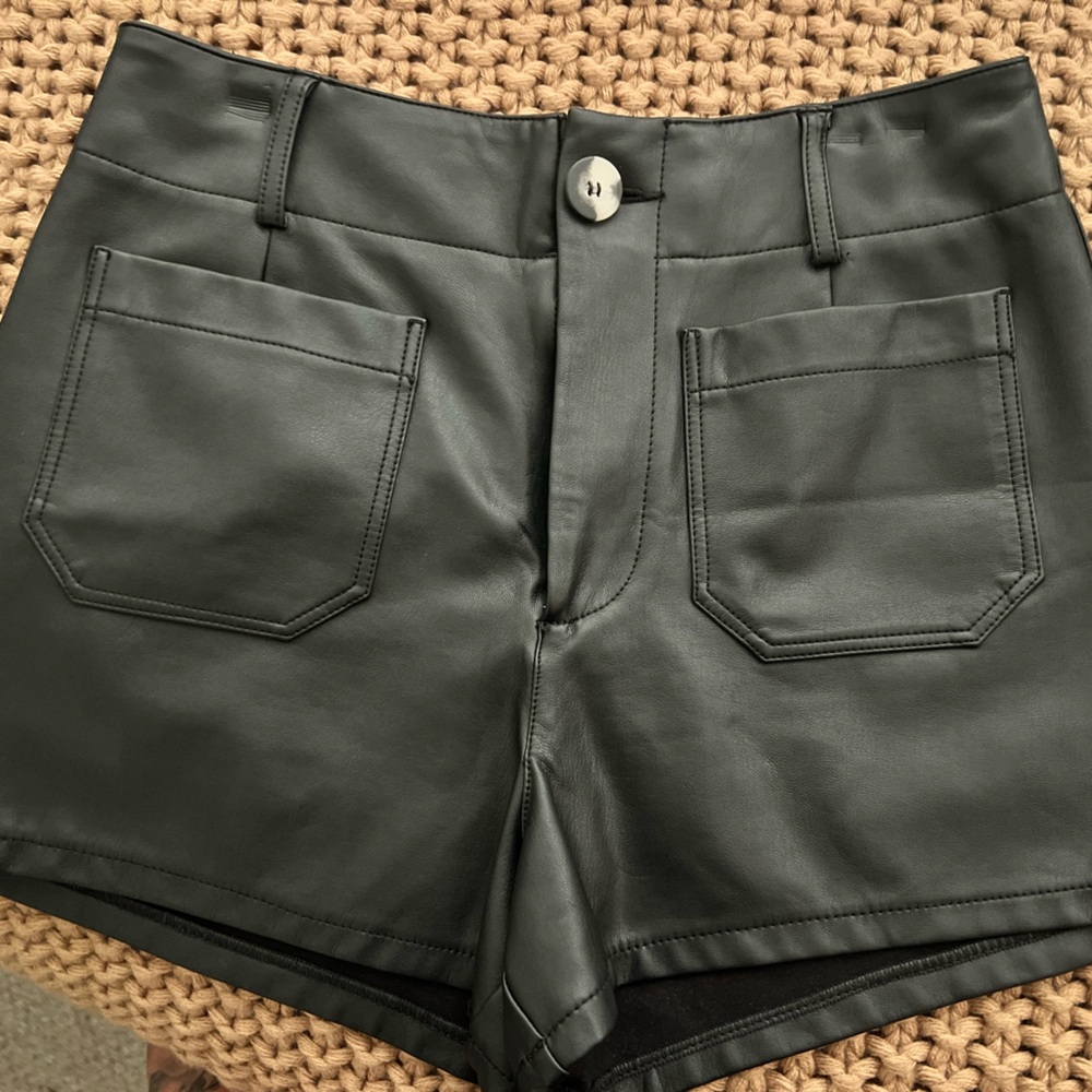 Anthropologie Black Faux Leather Shorts